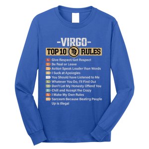 Zodiac Sign Funny Top 10 Rules Of Virgo Graphic Gift Long Sleeve Shirt