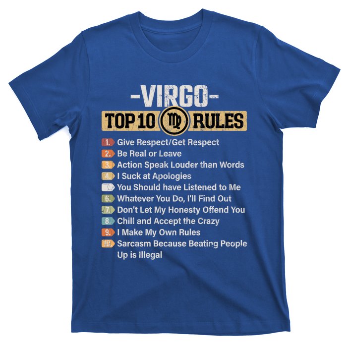 Zodiac Sign Funny Top 10 Rules Of Virgo Graphic Gift T-Shirt