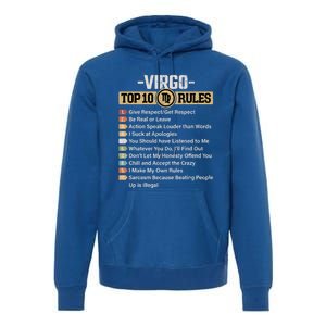 Zodiac Sign Funny Top 10 Rules Of Virgo Graphic Gift Premium Hoodie