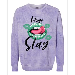 Zodiac Sign Funny Virgo Slay Graphic Gift Colorblast Crewneck Sweatshirt