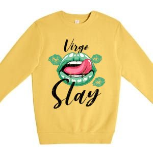 Zodiac Sign Funny Virgo Slay Graphic Gift Premium Crewneck Sweatshirt