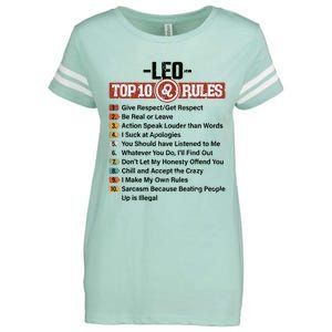 Zodiac Sign Funny Top 10 Rules Of Leo Graphic Enza Ladies Jersey Football T-Shirt