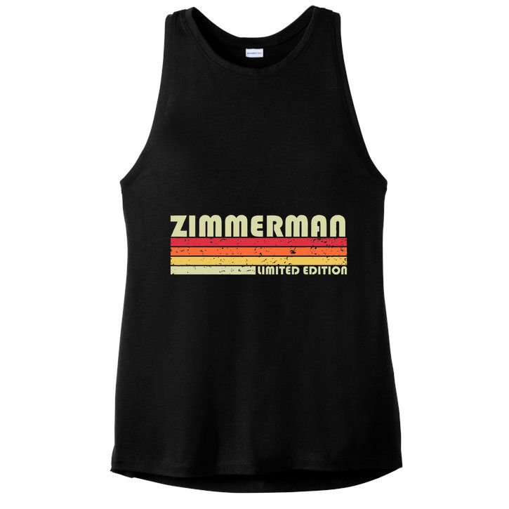 Zimmerman Surname Funny Retro Vintage 80s Birthday Reunion Ladies PosiCharge Tri-Blend Wicking Tank