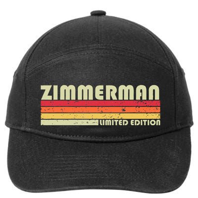 Zimmerman Surname Funny Retro Vintage 80s Birthday Reunion 7-Panel Snapback Hat