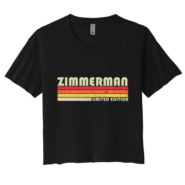 Zimmerman Surname Funny Retro Vintage 80s Birthday Reunion Crop Top