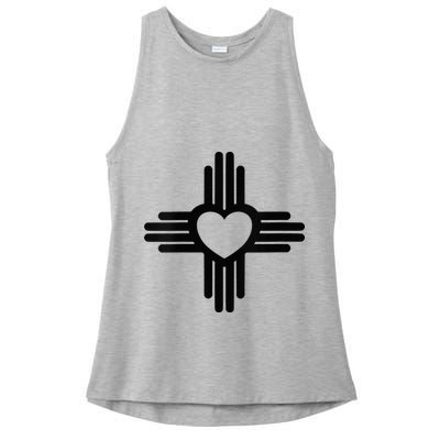 Zia Symbol Heart I Love New Mexico Ladies PosiCharge Tri-Blend Wicking Tank