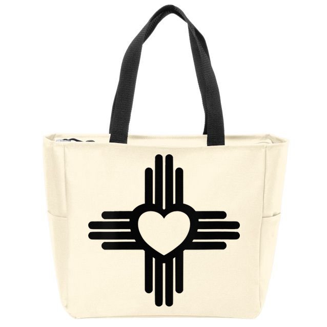 Zia Symbol Heart I Love New Mexico Zip Tote Bag