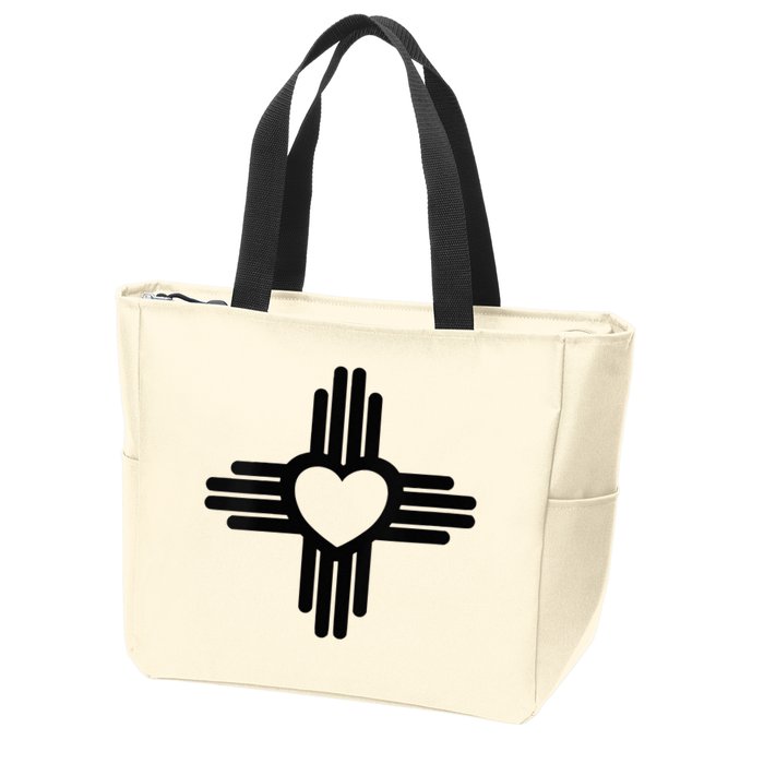 Zia Symbol Heart I Love New Mexico Zip Tote Bag