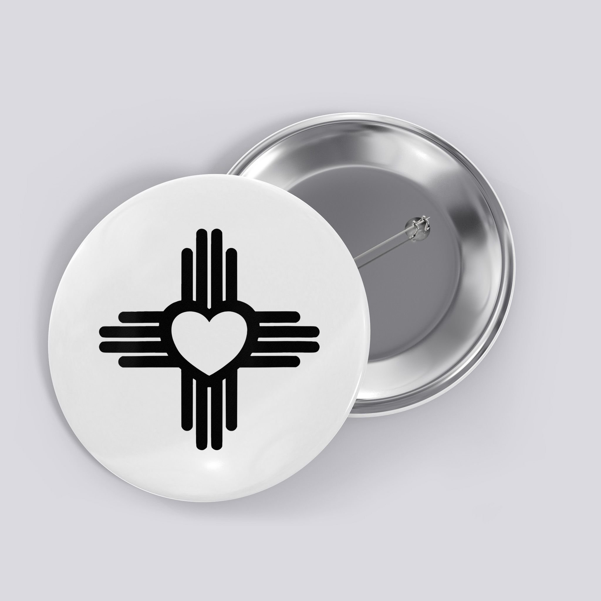 Zia Symbol Heart I Love New Mexico Button