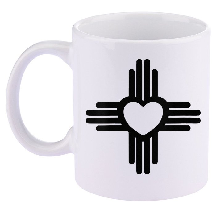 Zia Symbol Heart I Love New Mexico 11oz C Handle Ceramic Mug