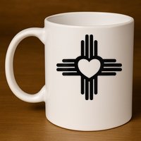 Zia Symbol Heart I Love New Mexico 11oz C Handle Ceramic Mug