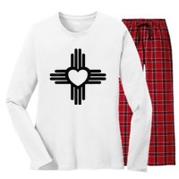 Zia Symbol Heart I Love New Mexico Women's Long Sleeve Flannel Pajama Set 