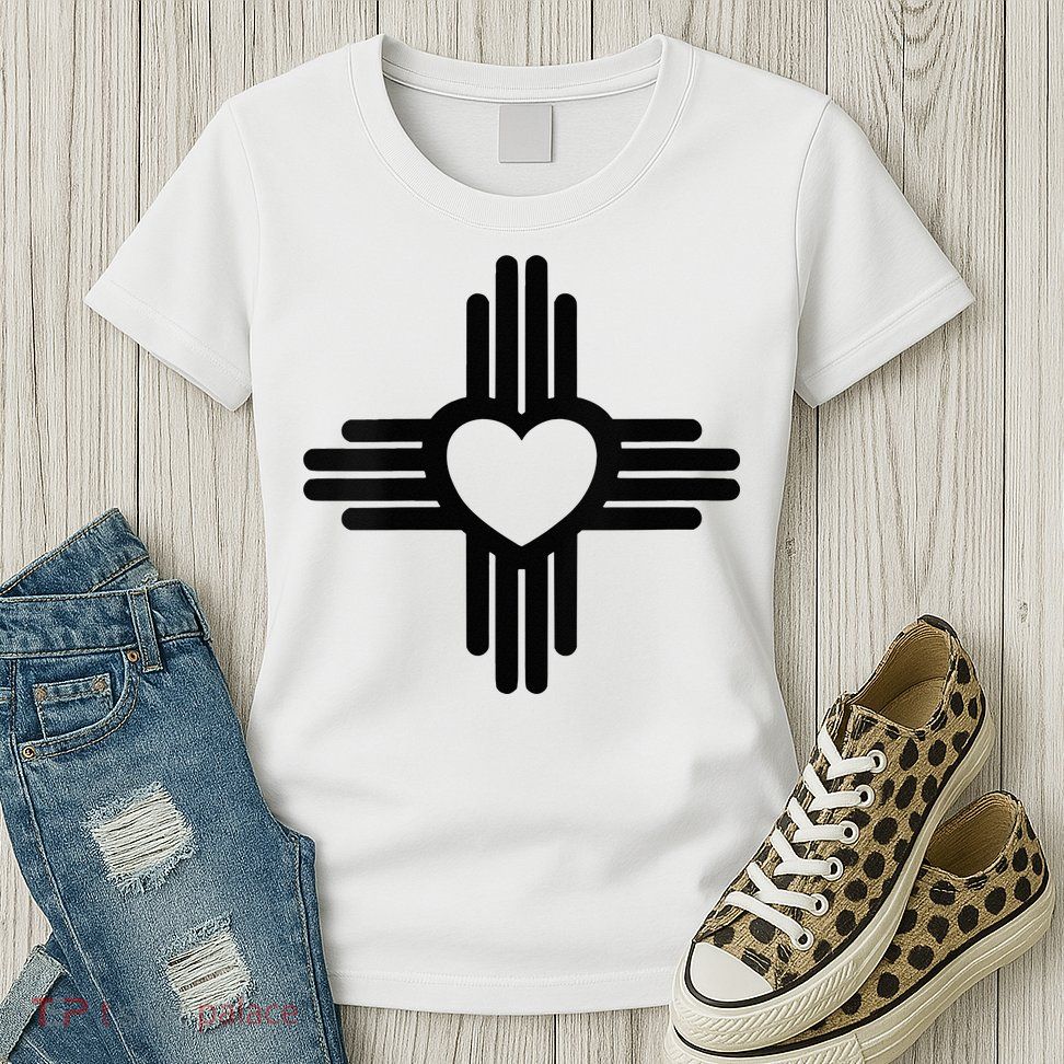 Zia Symbol Heart I Love New Mexico Womens T-Shirt
