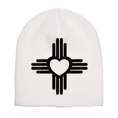 Zia Symbol Heart I Love New Mexico Short Acrylic Beanie