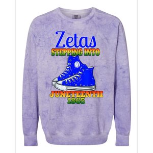 Zetas Stepping Into Juneteenth 1865 Finer Sisterhoods Line Colorblast Crewneck Sweatshirt