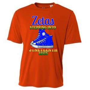 Zetas Stepping Into Juneteenth 1865 Finer Sisterhoods Line Cooling Performance Crew T-Shirt