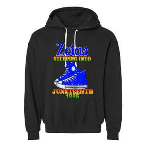 Zetas Stepping Into Juneteenth 1865 Finer Sisterhoods Line Garment-Dyed Fleece Hoodie