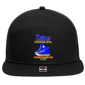 Zetas Stepping Into Juneteenth 1865 Finer Sisterhoods Line 7 Panel Mesh Trucker Snapback Hat