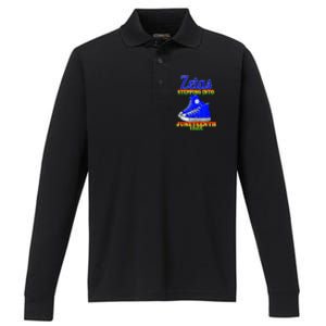 Zetas Stepping Into Juneteenth 1865 Finer Sisterhoods Line Performance Long Sleeve Polo