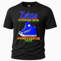 Zetas Stepping Into Juneteenth 1865 Finer Sisterhoods Line Cooling Performance Crew T-Shirt