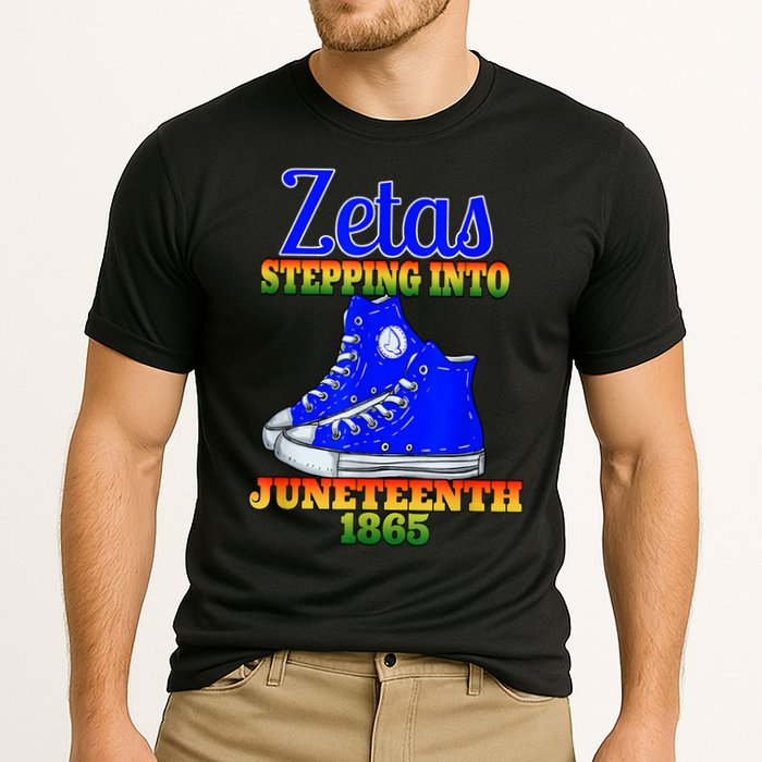 Zetas Stepping Into Juneteenth 1865 Finer Sisterhoods Line Cooling Performance Crew T-Shirt