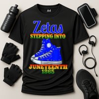 Zetas Stepping Into Juneteenth 1865 Finer Sisterhoods Line Cooling Performance Crew T-Shirt