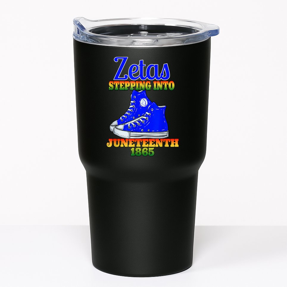 Zetas Stepping Into Juneteenth 1865 Finer Sisterhoods Line Tumbler