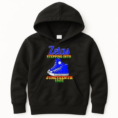 Zetas Stepping Into Juneteenth 1865 Finer Sisterhoods Line Kids Hoodie