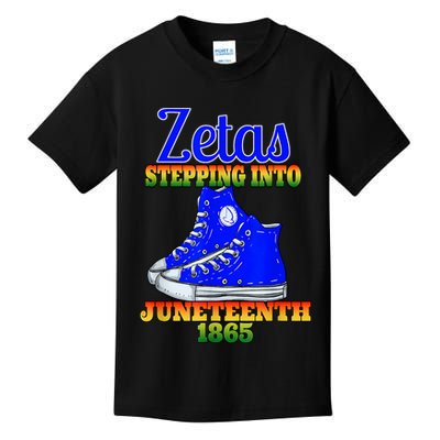 Zetas Stepping Into Juneteenth 1865 Finer Sisterhoods Line Kids T-Shirt