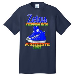 Zetas Stepping Into Juneteenth 1865 Finer Sisterhoods Line Tall T-Shirt