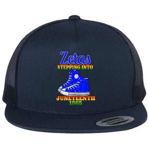 Zetas Stepping Into Juneteenth 1865 Finer Sisterhoods Line Flat Bill Trucker Hat