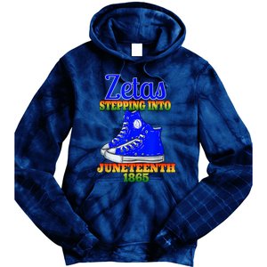 Zetas Stepping Into Juneteenth 1865 Finer Sisterhoods Line Tie Dye Hoodie