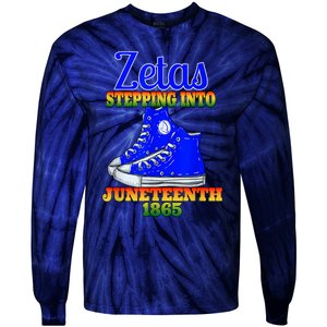 Zetas Stepping Into Juneteenth 1865 Finer Sisterhoods Line Tie-Dye Long Sleeve Shirt