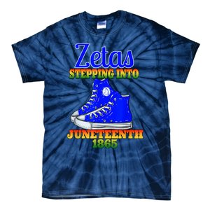 Zetas Stepping Into Juneteenth 1865 Finer Sisterhoods Line Tie-Dye T-Shirt