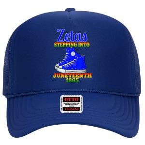 Zetas Stepping Into Juneteenth 1865 Finer Sisterhoods Line High Crown Mesh Back Trucker Hat