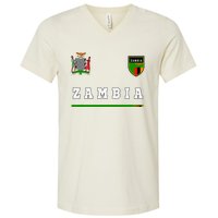 Zambia Sportsoccer Jersey Flag Football Africa V-Neck T-Shirt