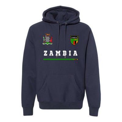 Zambia Sportsoccer Jersey Flag Football Africa Premium Hoodie