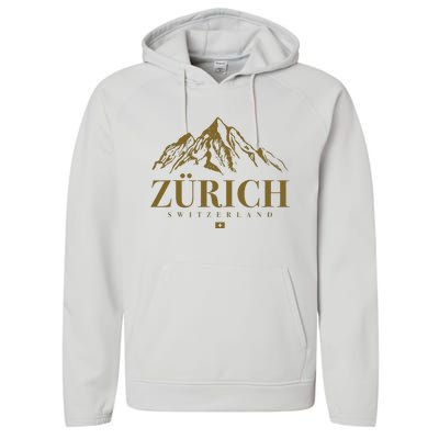 Zurich Switzerland Mountain Swiss Alps Performance Fleece Hoodie