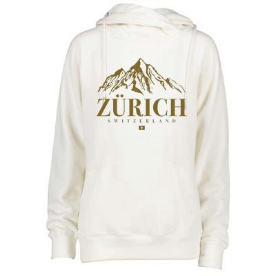 Zurich Switzerland Mountain Swiss Alps Womens Funnel Neck Pullover Hood