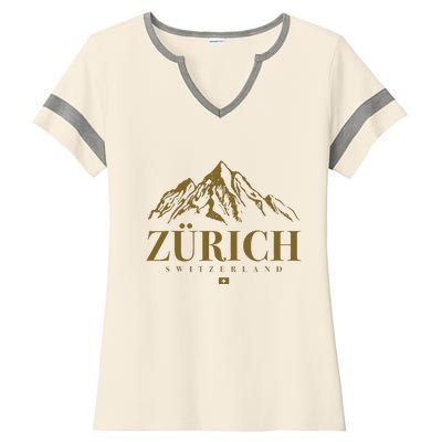 Zurich Switzerland Mountain Swiss Alps Ladies Halftime Notch Neck Tee