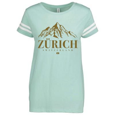 Zurich Switzerland Mountain Swiss Alps Enza Ladies Jersey Football T-Shirt