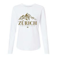 Zurich Switzerland Mountain Swiss Alps Womens Cotton Relaxed Long Sleeve T-Shirt