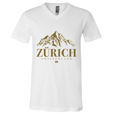 Zurich Switzerland Mountain Swiss Alps V-Neck T-Shirt