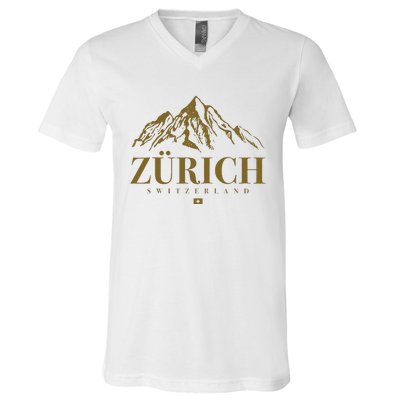 Zurich Switzerland Mountain Swiss Alps V-Neck T-Shirt