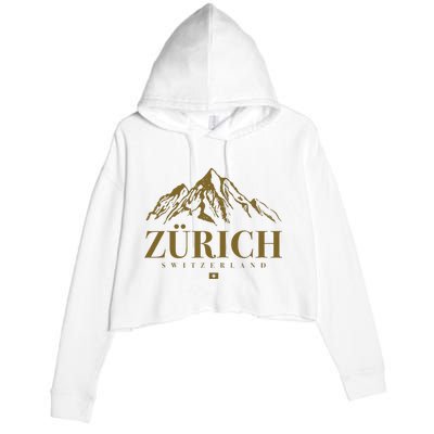 Zurich Switzerland Mountain Swiss Alps Crop Fleece Hoodie