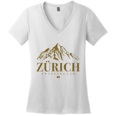 Zurich Switzerland Mountain Swiss Alps Women's V-Neck T-Shirt