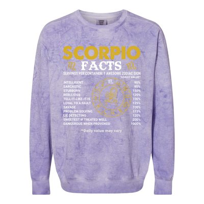 Zodiac Sign October November Scorpio Facts Gift Colorblast Crewneck Sweatshirt