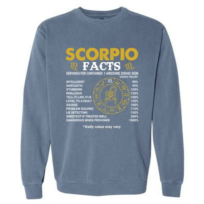 Zodiac Sign October November Scorpio Facts Gift Garment-Dyed Sweatshirt