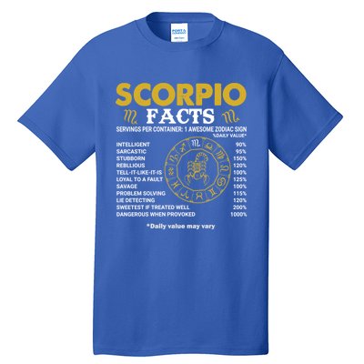 Zodiac Sign October November Scorpio Facts Gift Tall T-Shirt