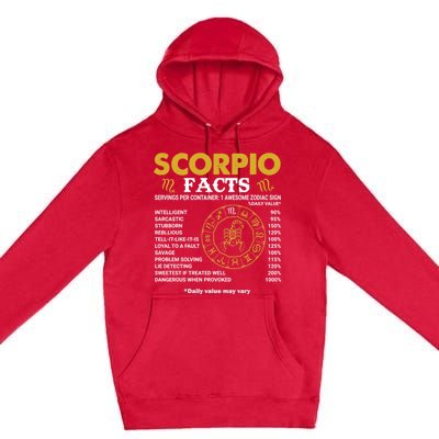 Zodiac Sign October November Scorpio Facts Gift Premium Pullover Hoodie